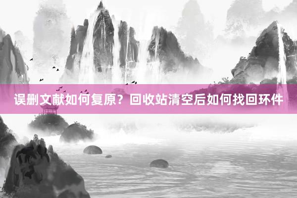 误删文献如何复原？回收站清空后如何找回环件